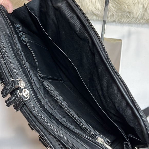 Cole Haan Black Leather Multi-Compartment Briefcase with Strap - Picture 10 of 14